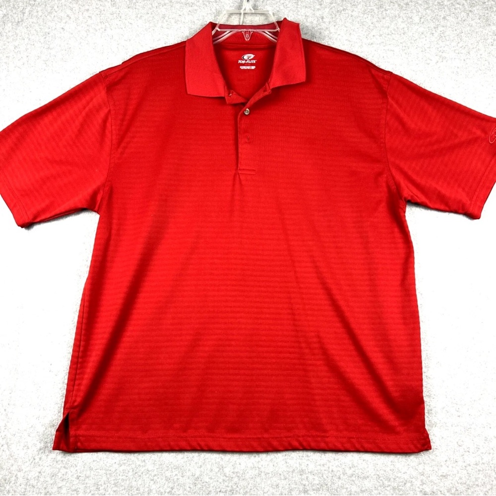 Apparel Shirt Mens Golf Polos Top Flight Size XL Red Moisture Wicking SS